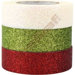 Brokátové samolepící pásky (bílá, zelená, červená) 