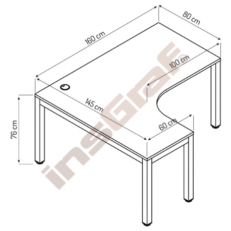 Psací stůl Kvadra pravý 160