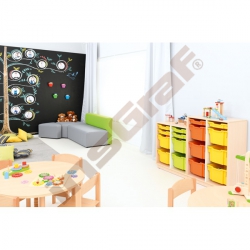 Quadro - skříňka M na plastové zásobníky - s předělem 