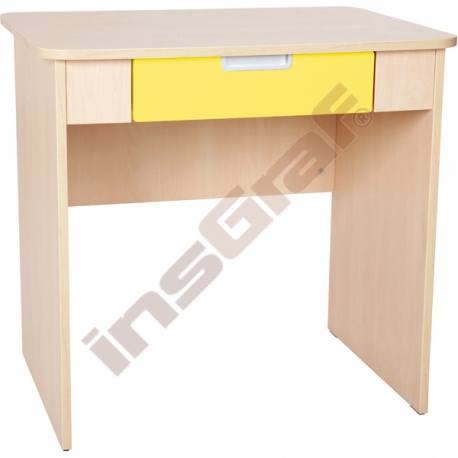 Quadro - psací stůl se širokou zásuvkou - žlutý 
